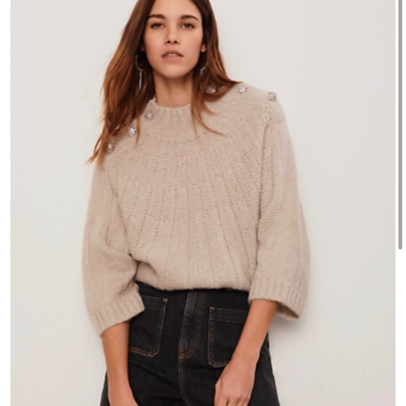 ba&sh Rhinestone Embellished Button Shoulder Sweater - Picture 6 of 8